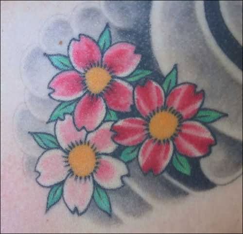 Attractive Cherry Blosoom Flowers Tattoos